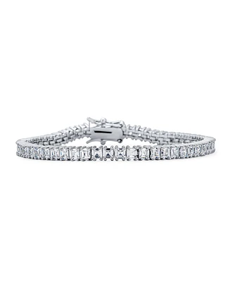 Bling Jewelry Cubic Zirconia Square Cz Channel Set Asscher Cut Tennis Bracelet For Women Brides Prom Brass