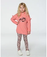 Deux par Toddler Girls Super Soft Hooded Tunic With Frill Coral - Toddler|Child