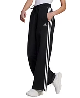 adidas Women's Three Striped Fleece Wide Leg Pants