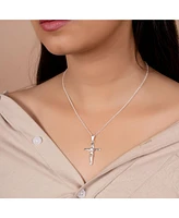 Bling Jewelry Simple Christian Catholic Religious Jewelry Medium Inri Jesus Crucifix Cross Necklace Pendant For Women Sterling Silver 18" Chain