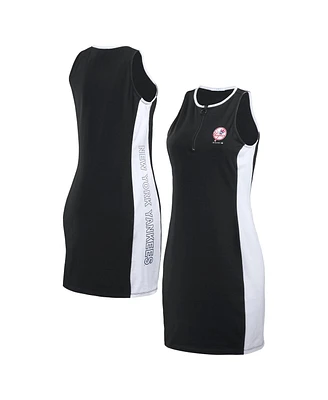 Wear by Erin Andrews Women's Black New York Yankees Colorblock Quarter-Zip Sleeveless Dress