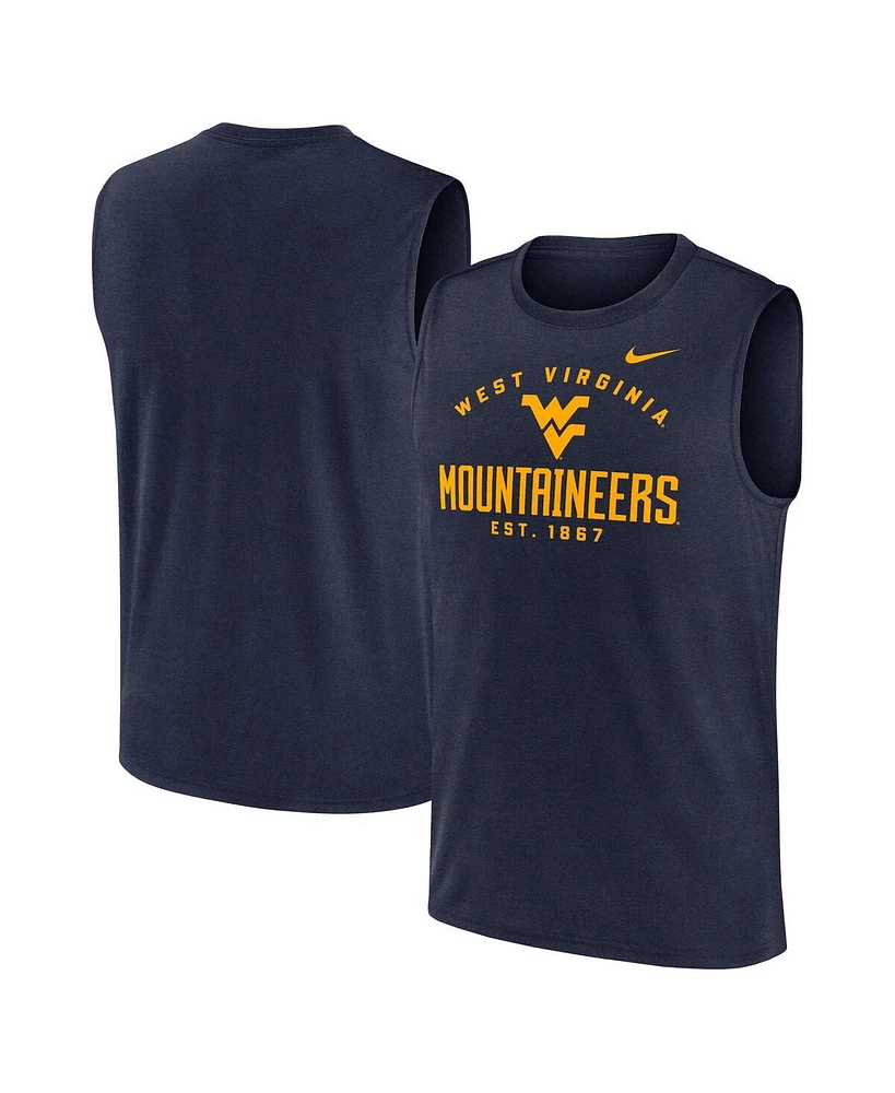 Nike Men's Navy West Virginia Mountaineers Primetime Legend Lock Up Performance Muscle Tank Top