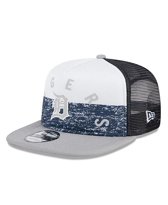 New Era Men's White/Gray Detroit Tigers Team Foam Front A-Frame Trucker 9FIFTY Snapback Hat