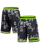 Mitchell & Ness Men's Black Nba x Hennessy Neon Concrete Game Day Shorts