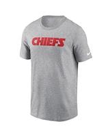 Nike Men's Heather Gray Kansas City Chiefs Primetime Wordmark Essential T-Shirt