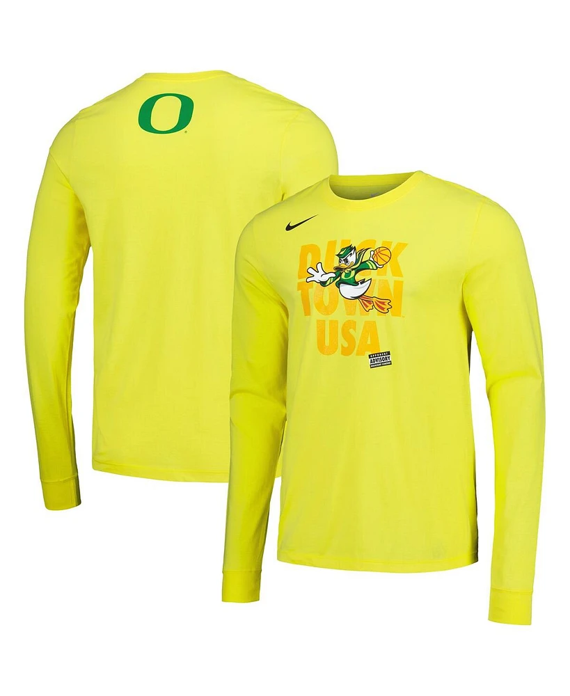 Nike Men's Yellow Oregon Ducks Duck Town Pre-Game Warm-Up Long Sleeve T-Shirt