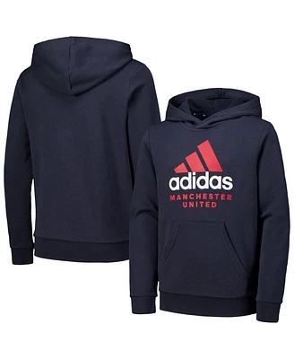 Adidas Big Boys and Girls Gray Manchester United Dna Pullover Hoodie