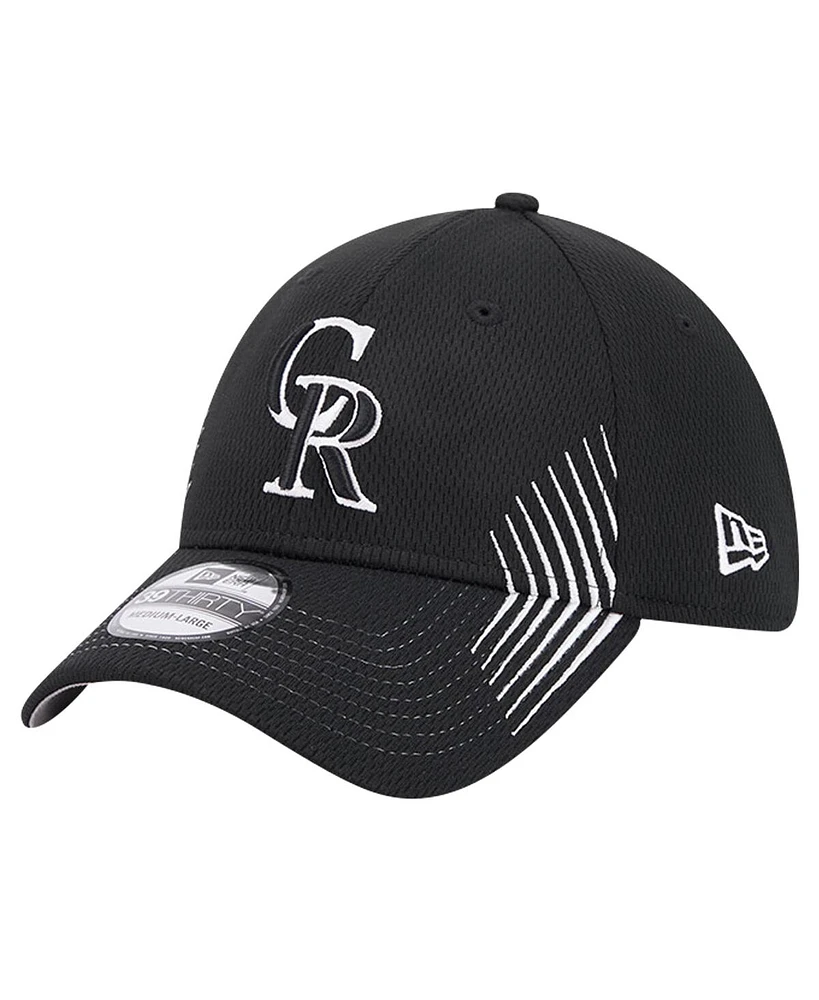 New Era Men's Black Colorado Rockies Active Dash Mark 39THIRTY Flex Hat