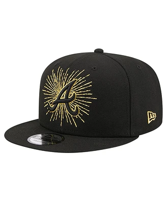 New Era Men's Black Atlanta Braves Metallic Logo 9FIFTY Snapback Hat