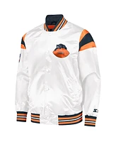 Starter Men's White/Navy Chicago Bears Vintage-like Satin Full-Snap Varsity Jacket