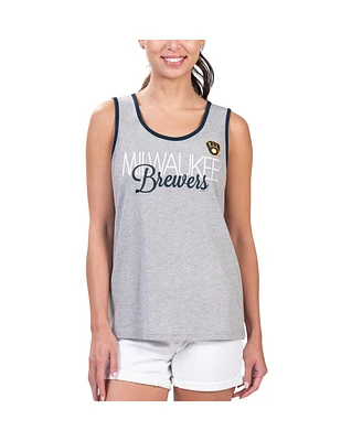 G-iii 4Her by Carl Banks Women's Gray Milwaukee Brewers Fastest Lap Tank Top