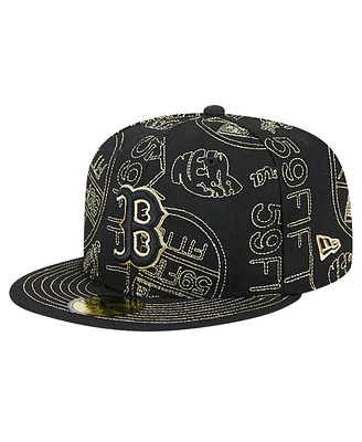 New Era Men's Black Boston Red Sox 59FIFTY Day Allover Fitted Hat