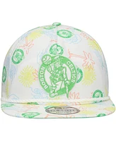 New Era Men's White Boston Celtics Palm Trees and Waves Golfer Adjustable Hat