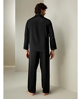 Lilysilk Men's 22 Momme Long Silk Pajamas Set with Contrast Trim for Men