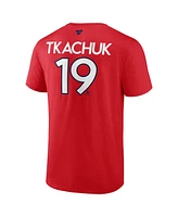 Fanatics Men's Matthew Tkachuk Red Florida Panthers 2024 Stanley Cup Champions Authentic Pro Name Number T-Shirt