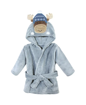 Hudson Baby Baby Boys Plush Animal Bathrobe, Winter Moose, 0-9 Months