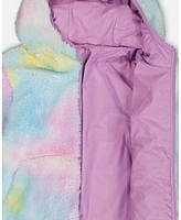 Deux par Baby Girls Reversible Plush Jacket Lilac Tie Dye