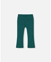 Deux par Deux Little Girls Bootleg Stretch Pant Houndstooth Teal - Toddler|Child