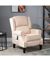 Homcom Vibrating Massage Recliner Chair for Living Room, Reclining Wingback Single Sofa with Heat, Faux Suede Push Back Accent Chair, Cream White