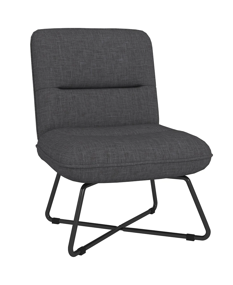 Homcom Armless Accent Chair for Living Room with Steel Base Dark Gray