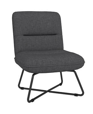 Homcom Armless Accent Chair for Living Room with Steel Base Dark Gray