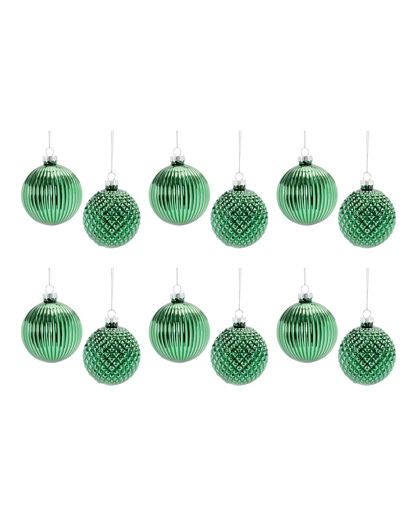 Slickblue Textured Glass Ball Ornament (Set of 12)