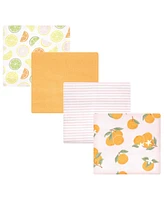 Hudson Baby Infant Girl Cotton Flannel Receiving Blankets, Citrus Orange, One Size