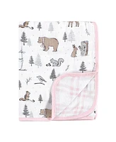 Hudson Baby Infant Girl Muslin Tranquility Quilt Blanket, Winter Forest, One Size