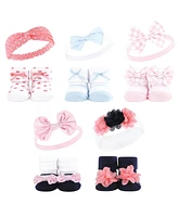 Hudson Baby Infant Girl 20Pc Headband and Socks Giftset, Pink Navy