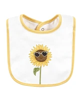 Hudson Baby Infant Girls Cotton Bibs, Sunflower, One Size