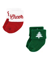 Hudson Baby Boys Cotton Rich Newborn and Terry Socks, 12 Days Of Christmas Falala, 0-6 Months