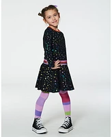 Deux par Little Girls Foil Black Printed Stars Dress - Toddler|Child