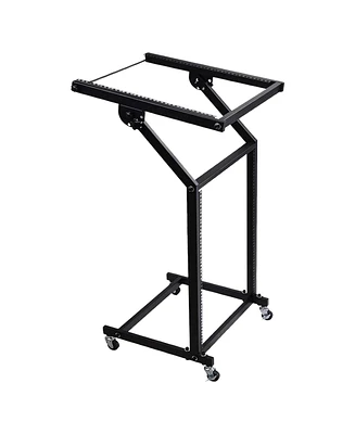 5 Core Dj Mixer Stand 12U Adjustable Rack Mount Rolling Stage Cart Pro Audio Studio Equipment for Homes Offices Stage Music Studios w Wheels