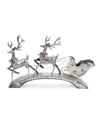 Slickblue Classic Holiday Deer and Sleigh Metal Art