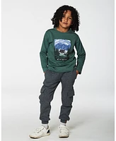 Deux par Big Boys Long Sleeve T-Shirt With Print Forest Green