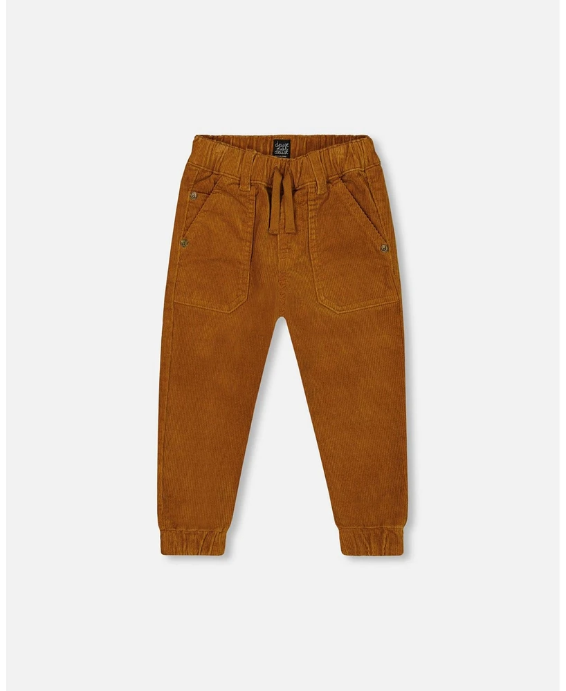 Deux par Big Boys Stretch Corduroy Jogger Pants Caramel Brown