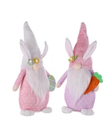 Slickblue Plush Easter Bunny Gnome Shelf Sitter - Set of 2