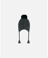 Deux par Kids Unisex Peruvian Knit Hat Dark Gray - Toddler|Child