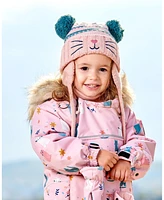 Deux par Deux Girl Knit Hat With Ears Light Pink Cat Face - Toddler|Child