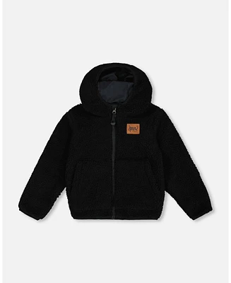 Deux par Baby Boys Reversible Sherpa Jacket Black