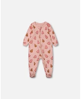 Deux par Baby Girls Organic Cotton One Piece Pajama Pink Christmas Cookies