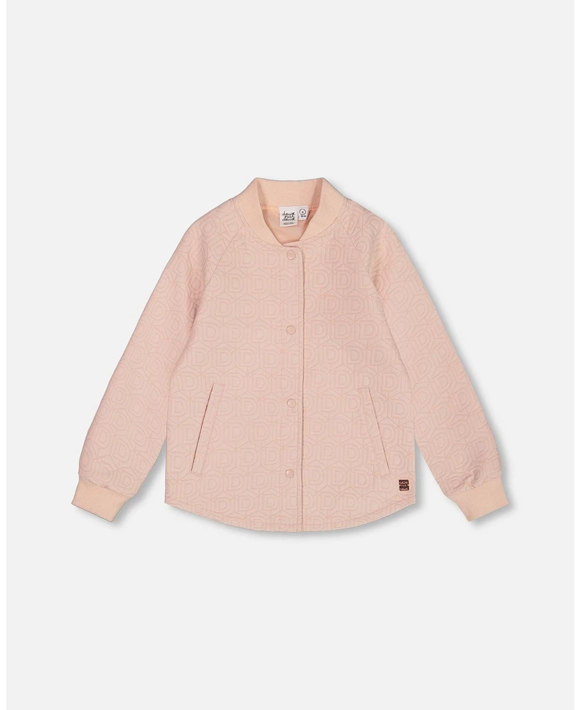 Deux par Girl Quilted Long Sleeve Overshirt Light Pink