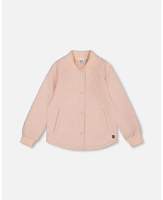 Deux par Girl Quilted Long Sleeve Overshirt Light Pink