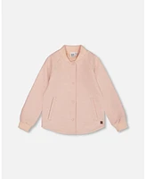 Deux par Girl Quilted Long Sleeve Overshirt Light Pink