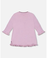 Deux par Baby Girls Knitted Dress With Flowers Lilac