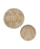 Slickblue Natural Wood Holiday Trivet (Set of 2)