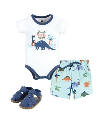 Hudson Baby Boys Cotton Bodysuit, Shorts and Shoe Set