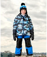 Deux par Big Boys Two Piece Snowsuit Printed Bears And Royal Blue