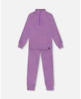 Deux par Toddler Girls Two Piece Thermal Underwear Set Purple - Toddler|Child