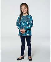 Deux par Toddler Girls Organic Cotton Legging With Knee Print Navy